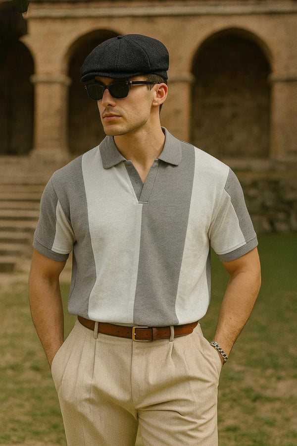 Zipped Strip Polo T-shirt