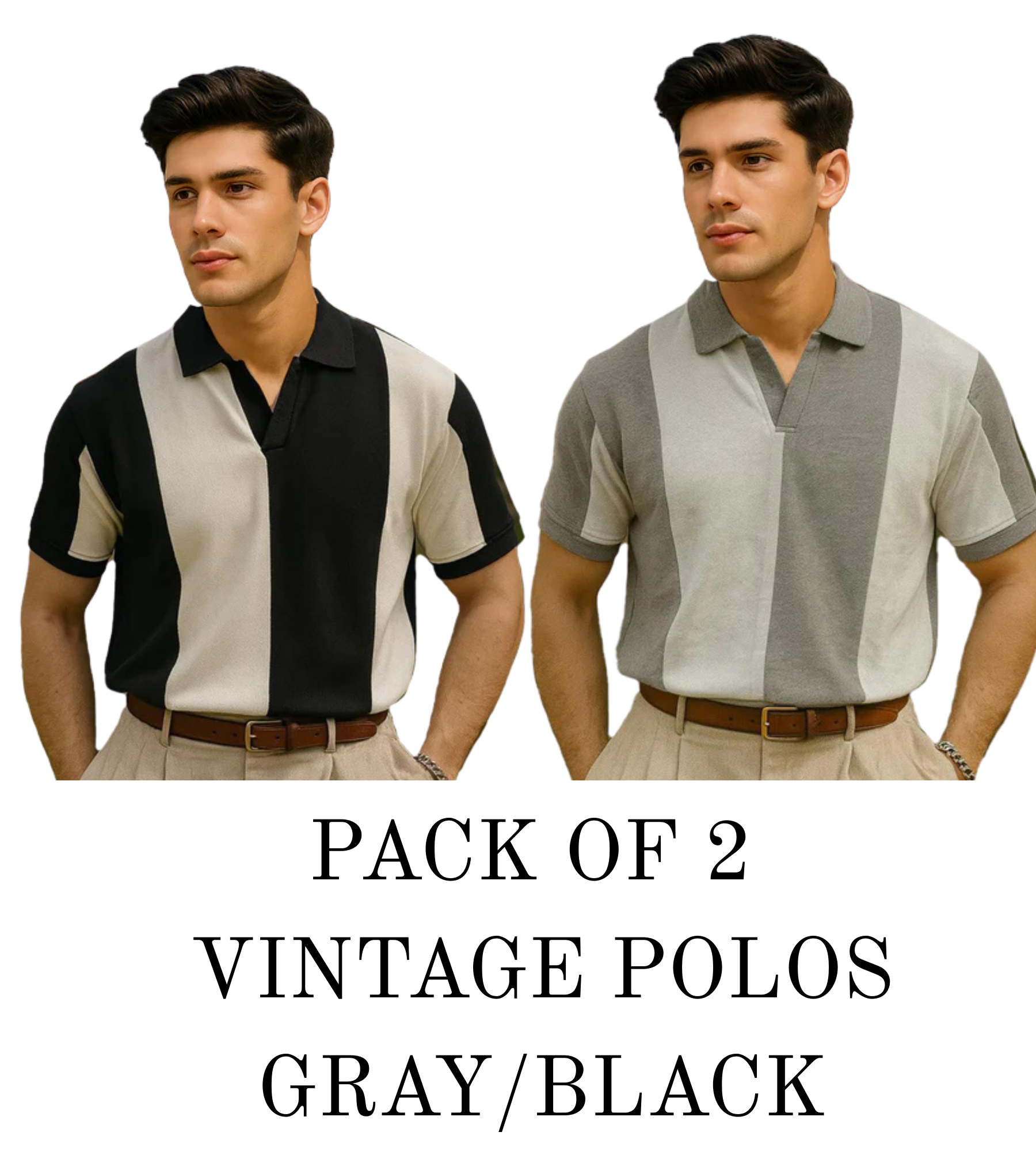 Vintage polo Pack of 2 Black / Gray