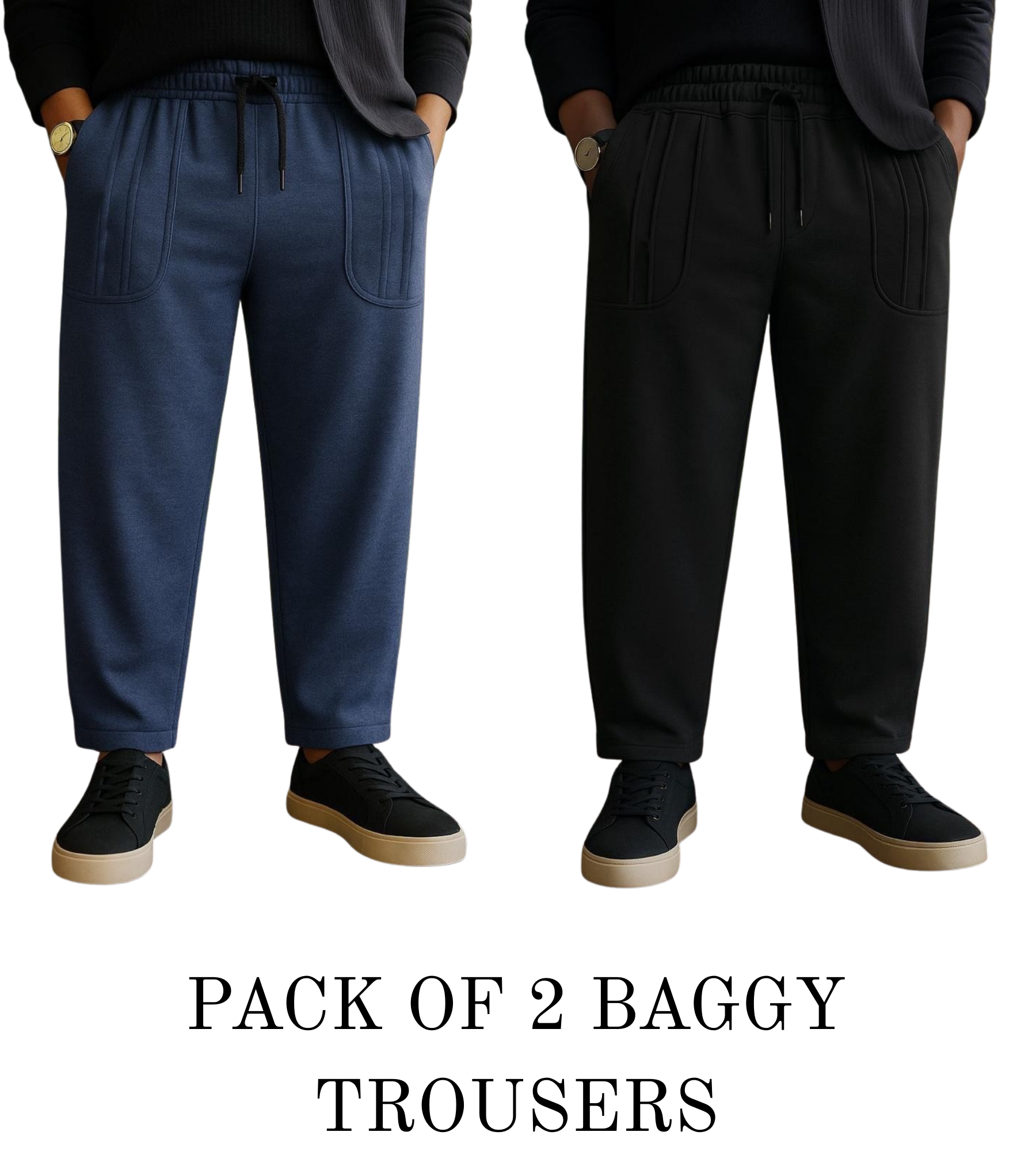 Vybe Pack of 2 Pocket Stripe Baggy Trousers